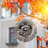 10 Inch Raccoon Wind Spinner, 3D Metal Hanging Kinetic Wind Rustproof Sculpture Gift for Garden Yard Art Balcony Window Porch Outdoor Decor, Women Mom Mothers Day