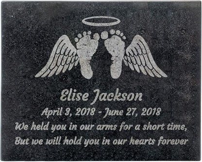 PlaqueMaker Black Granite Memorial Headstone Or Garden Memorial for Lost Infant or Child - Include You Personalized Text. Can be Used as a Sympathy Gift, Garden Stone or Grave Maker (8 x 10 x 0.4)