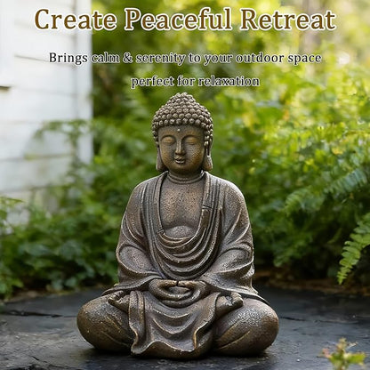 9.8" Buddha Statue Outdoor, Resin Garden Buddha Statue, Buddha Statues Indoor for Home Decor, Buddha Garden Statues Zen Decor for Yard, Patio, Lawn