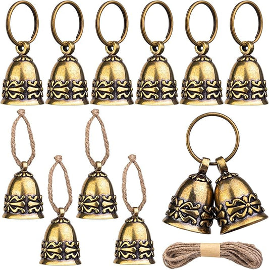 12PCS Copper Antique Small Brass Bells for Home Decor Wind Chimes, Bronze Jingle for Christmas Wedding Doors Dog Collar Decoration Keychain Crafts