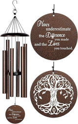 Retirement Wind Chime, Tree of Life, Inspirational Retirement Gifts for Men, Women, Teacher, Co-Worker, Employee, Nanny, Nurse (Copper), NXW#303