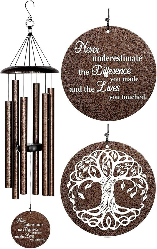 Retirement Wind Chime, Tree of Life, Inspirational Retirement Gifts for Men, Women, Teacher, Co-Worker, Employee, Nanny, Nurse (Copper), NXW#303