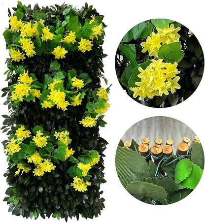 GLANT Expandable Fence Privacy Screen for Balcony Patio Outdoor,Decorative Faux Ivy Fencing Panel,Artificial Hedges (Single Sided Leaves) (4, Branches -Yellow Muxiang)