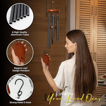 Memorial Wind Chimes for Loss of Mother - 32.5” Windchimes for Mom Memorial - Prime Memorial Gifts for Loss of Mom Wind Chime, Memorial Wind Chimes for Mom, Finest Bereavement Gifts for Loss of Mother