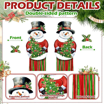 DoubleFill 8pcs Christmas Windsocks Outdoor Hanging Decorations with Tassels Snowman Yard Decorations for Outside 3.3ft Xmas Decorative Signs for Wall Tree Home Lawn Yard Party Supplies Garden Decor