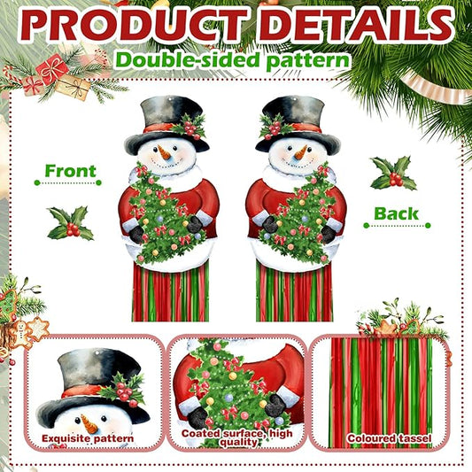 DoubleFill 8pcs Christmas Windsocks Outdoor Hanging Decorations with Tassels Snowman Yard Decorations for Outside 3.3ft Xmas Decorative Signs for Wall Tree Home Lawn Yard Party Supplies Garden Decor