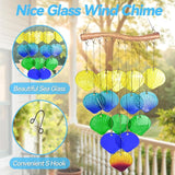 Sea Glass Wind Chime, Shell Shape Glass Windchime for Outside, Indoor Outdoor Decor for Patio Garden Yard, Nice Gifts for Mom & Women, Memorial Sympathy Gift for Home