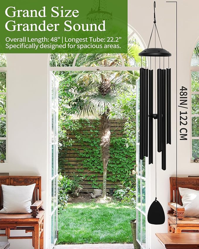 48" Wind Chimes for Indoor and Outdoor, Deep Bass Tone and Professional Tuned Aluminum Wind Chimes for Patio Garden Memorial, Sympathy Gift for Loss of Loved One, Housewarming Gift