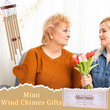 Mimi Gifts for Mother's Day Birthday Christmas Thanksgiving from Grandkids Grandchildren, Mimi Garden Gifts for Grandma, 26Inch Wind Chimes for Outside with S Hook Greeting Card