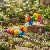 Metal Caterpillar Statue Indoor Outdoor Vivid Yard Art Garden Decor for Outside Patio Lawn Ornaments Fence Decorations Gift for Family Friends Garden Lovers 2 Pack(Color & Curved)