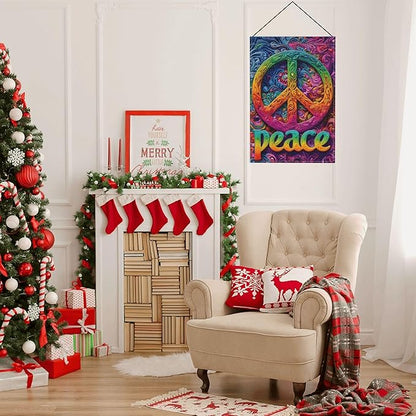 Peace Flower Garden Flag Seasonal Double Sided 12 x 18 Inch Small Yard Flag for Indoor Outdoor Decor Holiday All Seasons