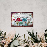 Flowers Metal Poster, Country Rustic Tin Sign, Butterfly be Our Guest, Yard Garage Farm Outside Garden Wall Decor Plaque Outdoor for Home Fence 8 X 12 Inch
