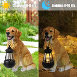 Garden Dog Statues Outdoor Decor, Solar Lights Outdoor Golden Retriever Figurine Solar Dog Ornaments for Patio, Lawn, Yard Art Decoration, Housewarming Garden Gift