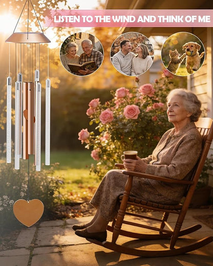 Nacome Solar Wind Chime Outdoor Indoor: Unique Gifts for Mom Grandma Women - Automatic LED Color Changing Light IP65 Waterproof Outside Decor for Garden Patio Balcony Porch(Copper)