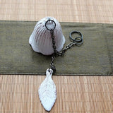 MrMrKura Japanese Leaf Wind Chimes, Small Wind Bell Pendent for Outside Hanging Cast Iron Wind Chime Ornament for Bless Garden Backyard Home Decor (White)