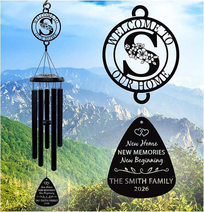 Personalized Housewarming Wind Chimes New Home Gift Custom House Warming Gifts for New Apartment Couple Outdoor Hanging Home Decor Decoration
