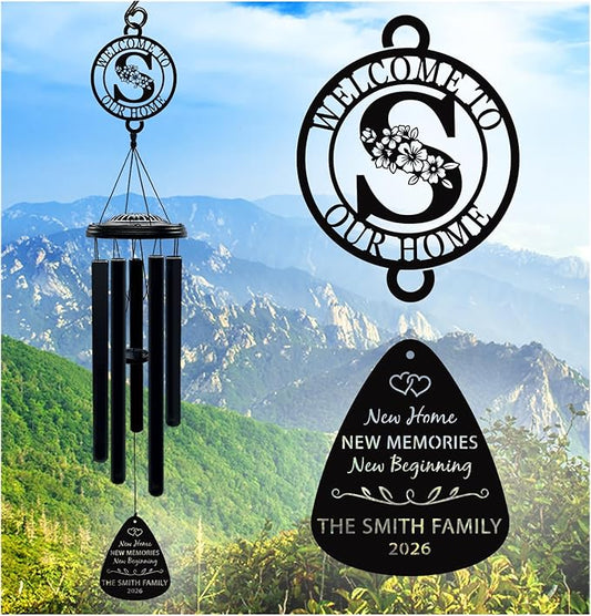 Personalized Housewarming Wind Chimes New Home Gift Custom House Warming Gifts for New Apartment Couple Outdoor Hanging Home Decor Decoration
