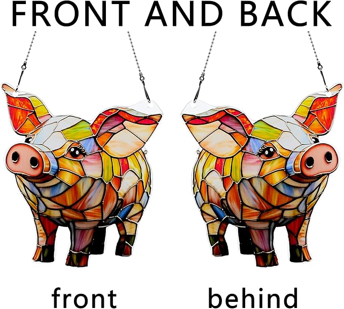 Cute Pig Ornaments Colorful Window Hanging Decorations Home Wall Decor for Indoor Outdoor