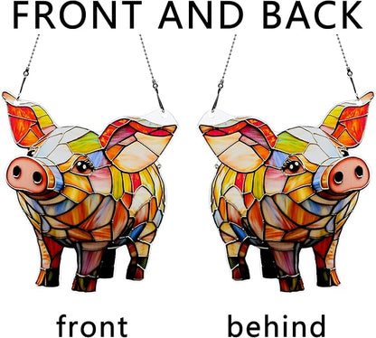 Cute Pig Ornaments Colorful Window Hanging Decorations Home Wall Decor for Indoor Outdoor