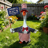 4th of July Porch Goose Outfits, Patriotic Porch Goose Outfits for 23 Inch Lawn Statue, Memorial Day 250th Years Anniversary USA Sculpture Clothes for Garden&Outdoor Patio Party Decoration