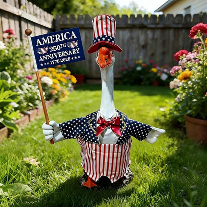 4th of July Porch Goose Outfits, Patriotic Porch Goose Outfits for 23 Inch Lawn Statue, Memorial Day 250th Years Anniversary USA Sculpture Clothes for Garden&Outdoor Patio Party Decoration