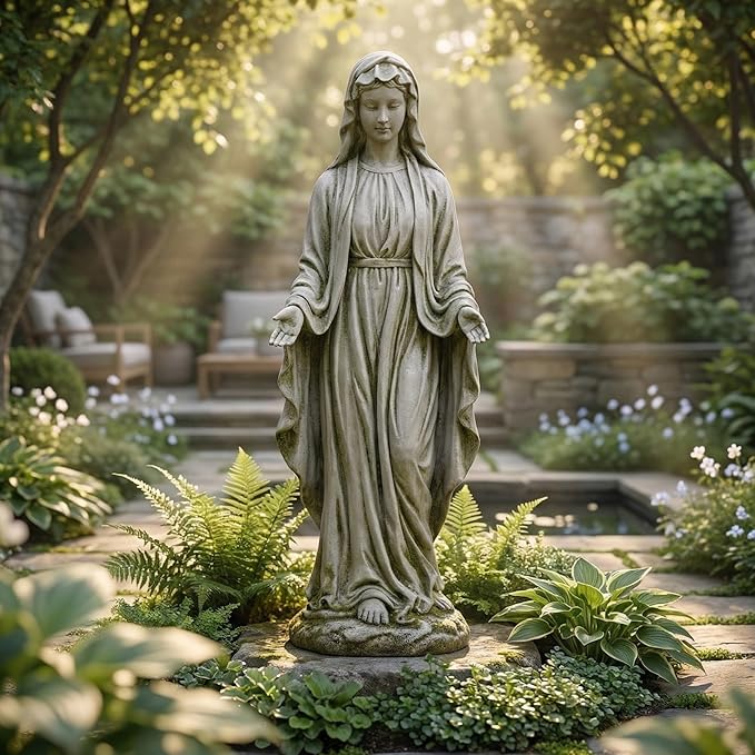 Virgin Mary Statue Outdoor 30 Inch Tall Large Religious Garden Statue, Blessed Mother Outdoor Decorations Statue, Virgen De Guadalupe Statues for Yard, Patio, Home Decor