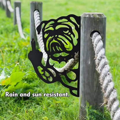 Funny Bulldog Metal Garden Decor Middle Finger Bulldog Dog, Large Garden Stakes Decorative Dogs Silhouette Statues for Yard Lawn Pathway Patio Ornaments (Peeping M)