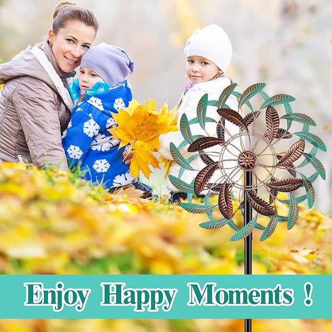 360° Wind Spinners Outdoor, Wind Sculptures Windmill with Metal Stake, Kinetic Large Metal Yard Art Decor Spinners Pinwheels for Garden Outside Patio Lawn