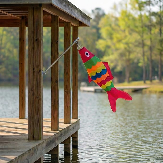 Madrona Brands Colorful Fish Windsock | Durable Outdoor Hanging Decoration | Yard, Garden, Boat, Home | 40-Inch