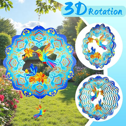 3D Wind Spinner, 12 inch 3D Kinetic Metal Garden Spinners, Rustproof Metal Garden Decor Yard Art, Wind Sculptures Ideal Gift for Homeowners & Garden Lovers