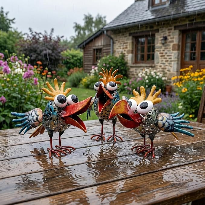 Outdoor Weird Metal Rooster Yard Rooster Decoration Garden Statue Chicken Statue Metal Chicken Outdoor Decoration Yard Housewarming Gift Yard Art Outdoor and Garden (Classic)