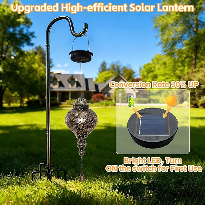 Solar Lanterns Outdoor Waterproof, Garden Decor for Yard, Moroccan Hanging Lantern Solar Garden Lights Decorations for Patio Lawn Porch Outside Decorative Christmas Birthday Gift Mom Grandma Women
