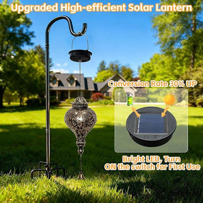 Solar Lanterns Outdoor Waterproof, Garden Decor for Yard, Moroccan Hanging Lantern Solar Garden Lights Decorations for Patio Lawn Porch Outside Decorative Christmas Birthday Gift Mom Grandma Women