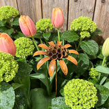 Metal Flowers for Outside, Decorative Garden Stakes, Flower Bed Decorations Outdoor, Metal Garden Flowers Sculpture for Lawn Porch Pathway Patio