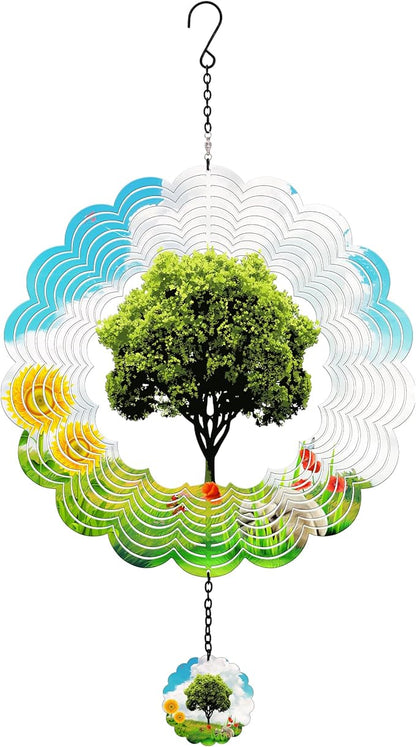 Hanging Decor Outdoor,Outdoor Garden Decor, Wind Spinners Outdoor Colorful Green Tree Hanging Decor,Ornaments Kinetic Yard Art, Valentine Gifts for Women-Big Green Tree Wind Spinners.