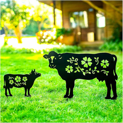 Cow Metal Decorative Garden Stakes Cow Gifts for Women Men Mom Birthday Gifts Silhouette Statues for Garden Decor, Yard Art, Patio, Outside, Lawn Ornaments, Outdoor Decorations