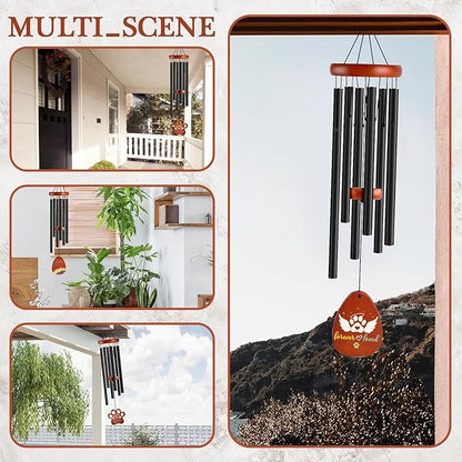 Dog Memorial Wind Chimes and Shadow Box, Pet Memorial Gifts for Dogs, Loss of Dog Cat Sympathy Remembrance Gift Picture Frame Set, Pets Passing Away Bereavement Grieving Gift