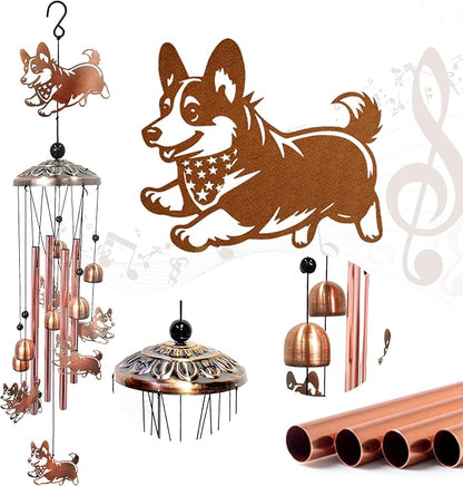 Corgi Wind Chimes for Outside Windchimes Outdoor/Indoor, Home, Lawn, Porch, Yard Decorations,Metal Garden Decor Corgi Wind Chimes Gifts for Women/Men Birthday Gifts Memorial Gift