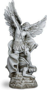 DevotedWalls 20.5" Large Saint Michael Statue Outdoor,Michael the Archangel Slaying Satan,Large Garden Religious Sculpture,San Miguel Arcangel Defender for Porch,Patio or Church Entryway