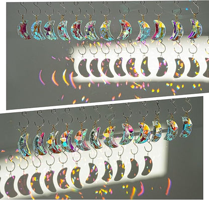 H&D HYALINE & DORA 12pcs 1.1"/30mm Crystal Suncatcher Prism Suncatchers for Windows Hanging AB Color Glass Moon Sun Catcher Pendants Rainbow Maker for Home Room Indoor Windows Decor