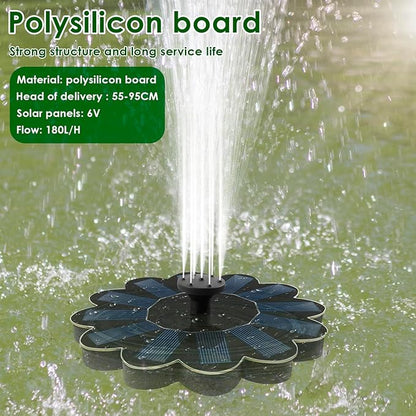 Solar Fountain for Bird Bath, Solar Water Fountain Pump for Bird Bath, Solar Bird Bath Fountains with 6 Nozzles for Gardens, Ponds, Pools, Indoors Outdoors