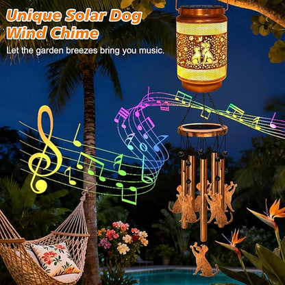 2 Pack Dog Solar Wind Chimes for Outside, Gifts for Mothers Day Mom Women Grandma Birthday Memorial Teacher, 32" Windchimes Outdoor Decor Hanging Solar Lantern for Garden Porch Patio Backyard