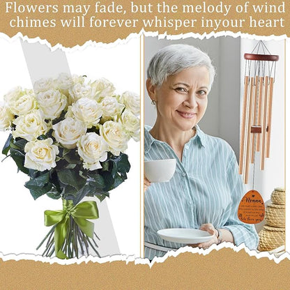 Nonna Gifts for Mother's Day Birthday Christmas Thanksgiving from Grandkids Grandchildren, Nonna Garden Gifts for Grandma, 26Inch Wind Chimes for Outside with S Hook Greeting Card
