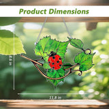 Ladybug Suncatcher Stained Glass, Ladybug Sun Catchers Window, Unique Nature Lover Gifts Leaf