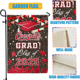 Graduation Garden Flag Class of 2025, Red Congrats Grade Flag for Outside Party Hanging Decorations 12x18 Inch Burlap