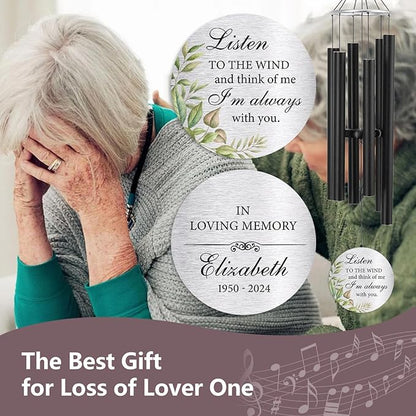 ASTARIN Personalized 30" Memorial Wind Chimes for Outside, Bereavement Gift in Remembrance of a Loved One, Sympathy Gift for Loss of Mother Father Husband, Garden Patio Decor