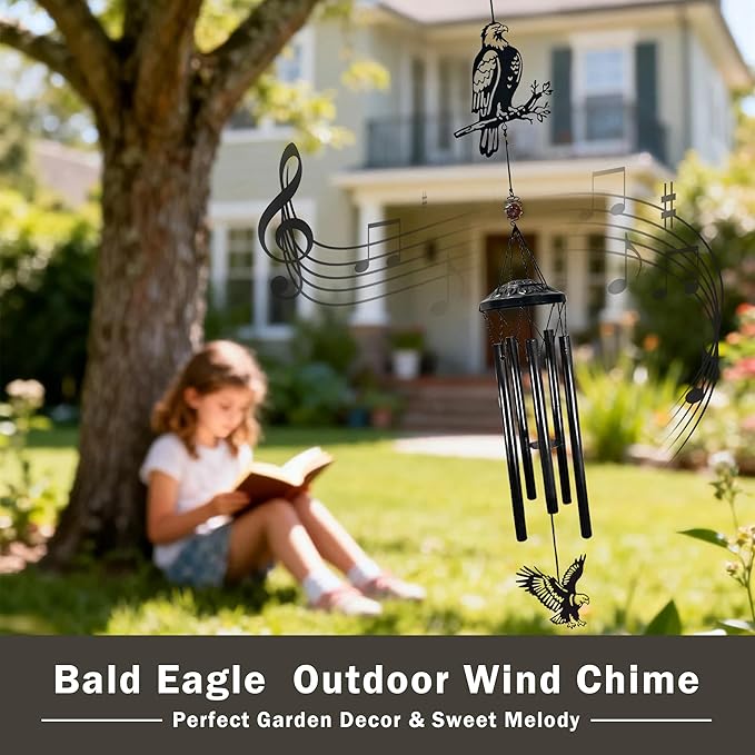 Memorial Wind Chimes Outdoor Decor - 40" Bald Eagle Large Wind Chimes for Outside Deep Tone,Memorial Windchimes for Backyard Balcony Porch Home Decor,Best Gifts for Women/Men Friend Birthday Holiday