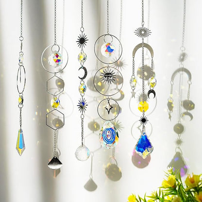 H&D HYALINE & DORA DIY Crystal Suncatcher Assembly Craft Kits for Adults 215pcs Rainbow Prisms Beads Pendant Crystal Window Sun Catchers Hanging Ornament Indoor Outdoor Decor, Silver