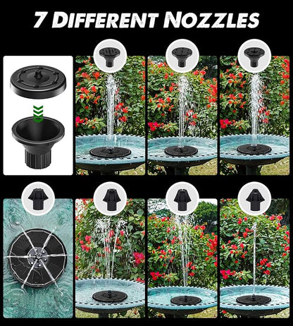 Yzert Solar Fountain Glass Panel with 2200 mah Battery, 3.5W Floating Solar Water Fountain with 4 Fixed Rods, Solar Pump for Bird Bath, Garden, Pond, Pool, Outdoor (Black Panel Colorful Lights)