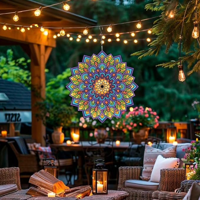 Mandala Gifts for Mom, Moms Wind Spinners, Mother's Day Best Gift for Mom, Mother Birthday Gift from Daughter Son, Love Reminder Gifts for Mother's Day, Garden Decor Gifts for Outside, Patio, 12in